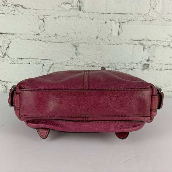 Fossil Maddox Purple Leather Flap Buckle Crossbody Purse - Picture 15 of 16